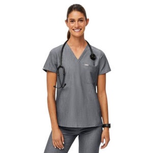 Figs Scrub Top Catarina One Pocket Technical sz L Graphite Gray Medical Clinic